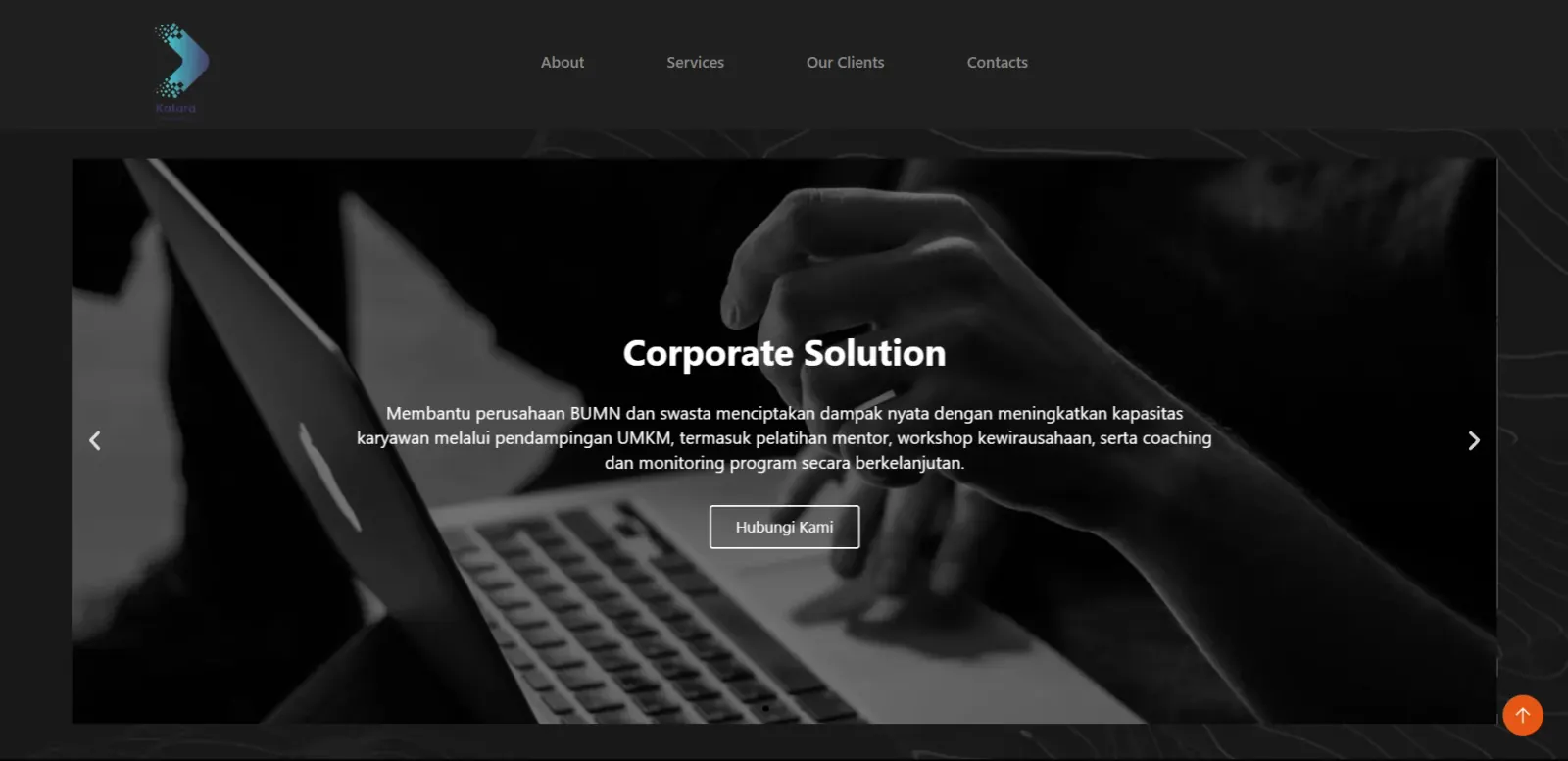 Tangkapan layar homepage website company profile korporat KATARA Indonesia.